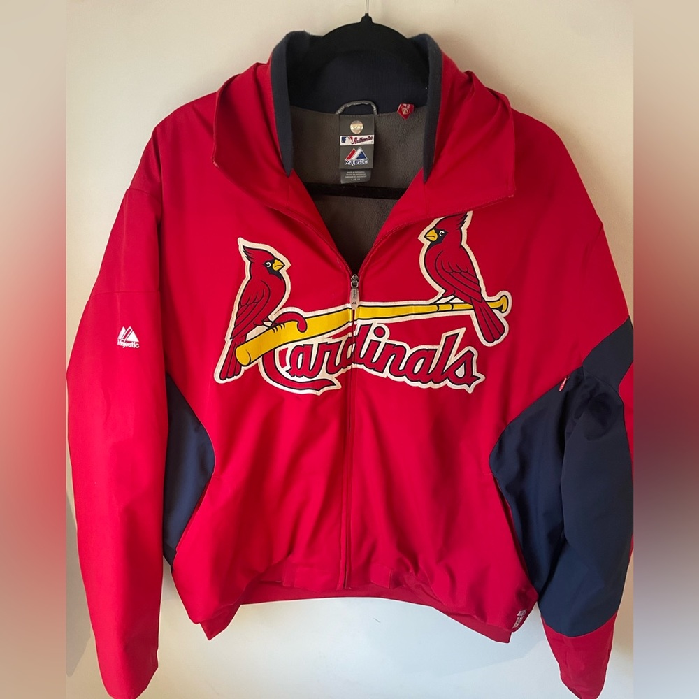Authentic Majestic STL Cardinals MLB Unisex Thermal Fleece Lined Coat Large